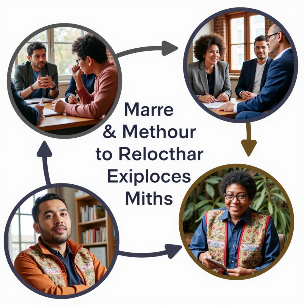 Challenging Western-Centric Research Practices: A visual representation of diverse research methods, including interviews, storytelling, and community-based participatory research.