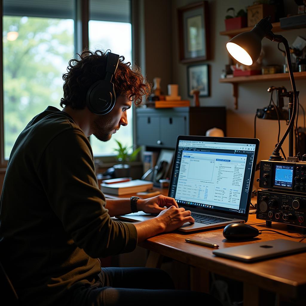 Citizen Scientist Analyzing Radio Signals for Techno Research Harley Radio Flash