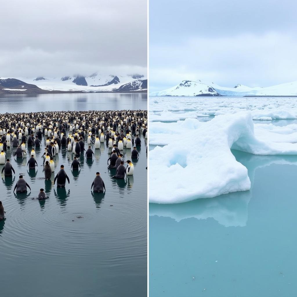 Climate Change Impact on Penguin Habitats: Melting Sea Ice and Rising Sea Levels