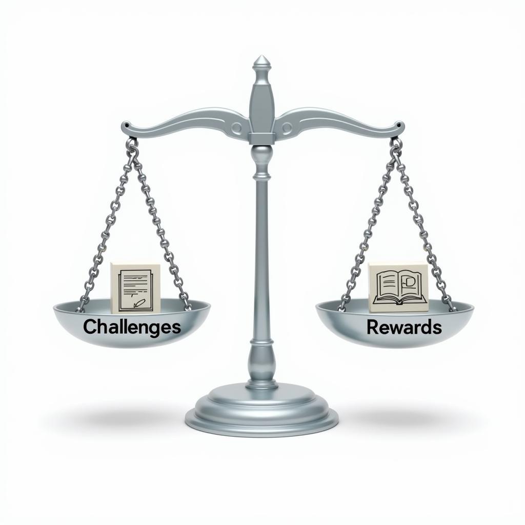 A balanced scale representing the challenges and rewards of a clinical research career.