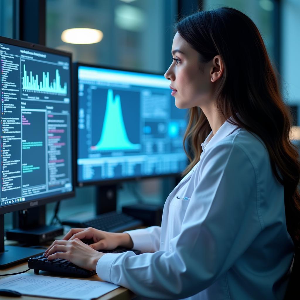 Clinical Research Coordinator Working on a Computer