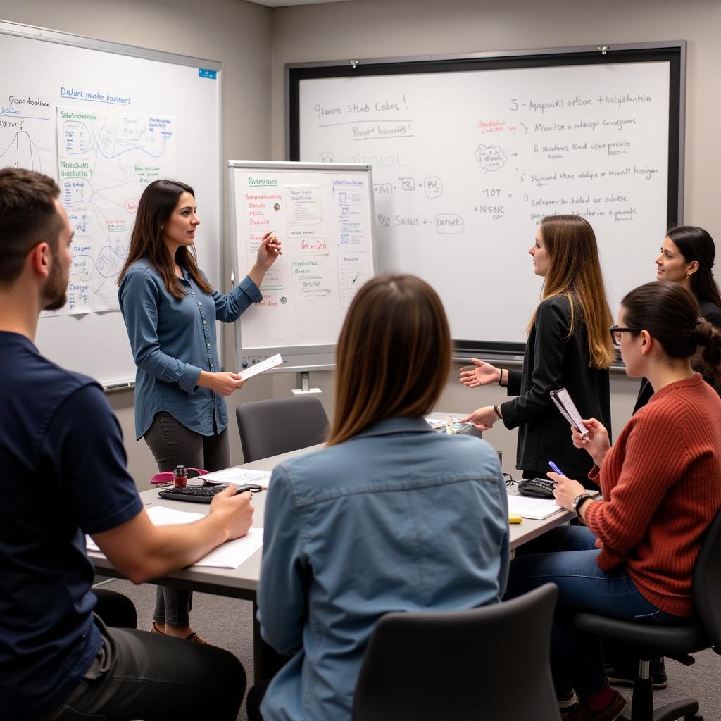 Clinical Research Day Collaboration: Researchers sharing ideas and findings.