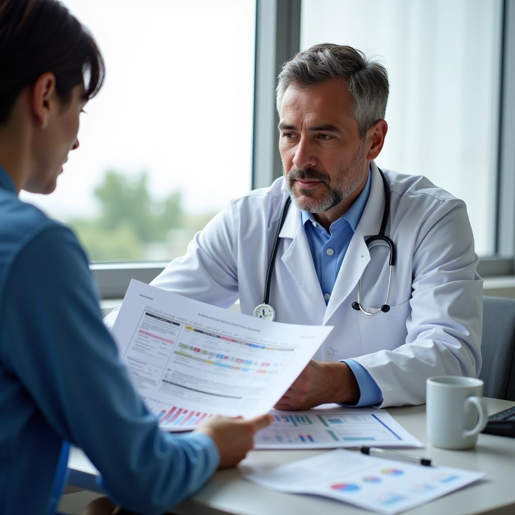 Doctor consulting with a patient during a clinical trial