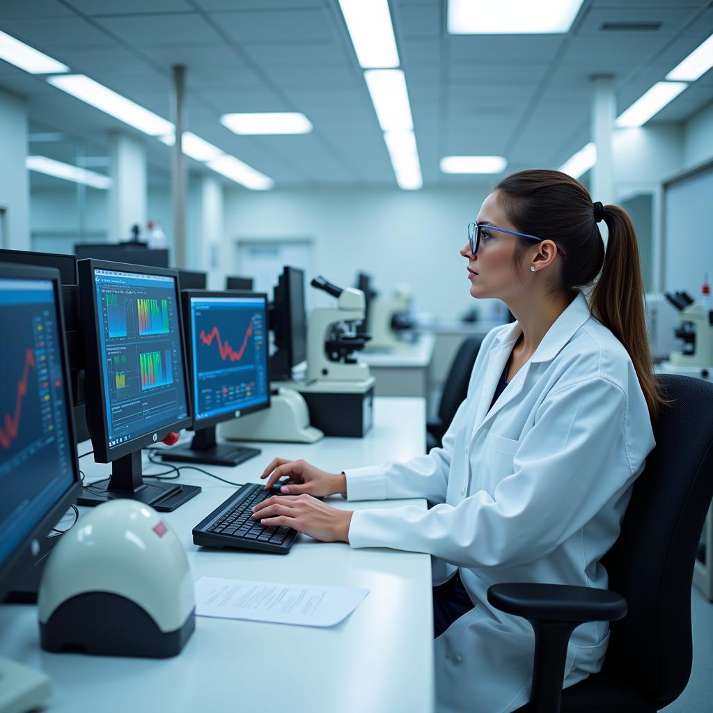 Scientist Analyzing Data in a Clinical Research Lab