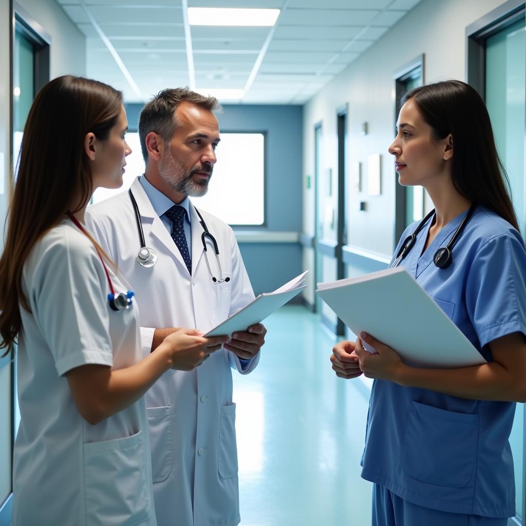 A clinical research monitor conducting a site visit at a hospital