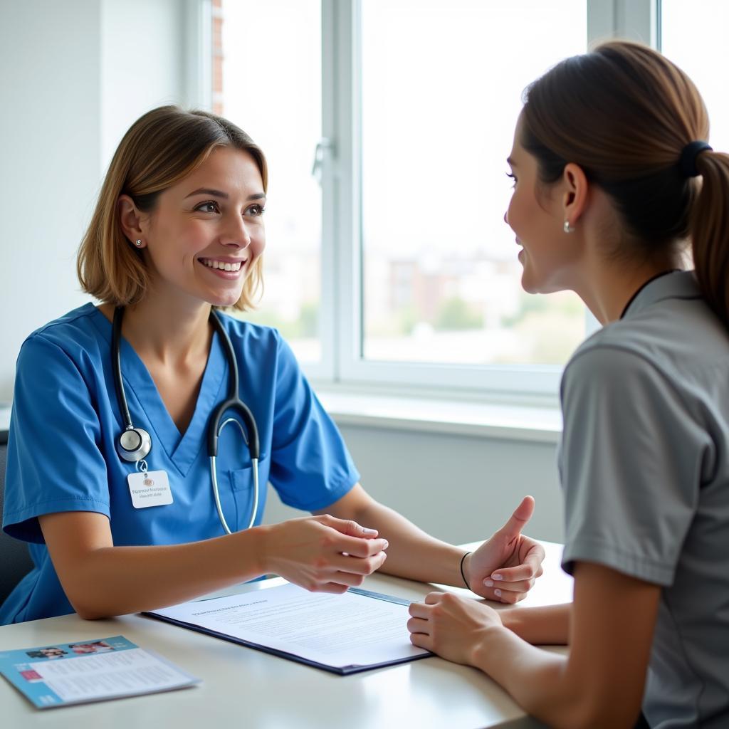 A clinical research nurse explains a study to a patient, highlighting the importance of informed consent and patient comfort.