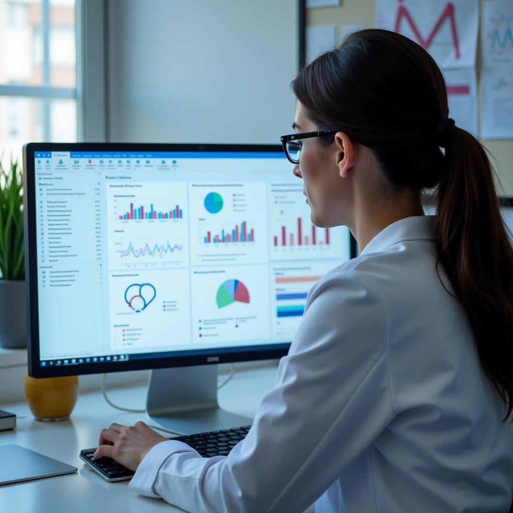 Clinical Research Professional Reviewing Patient Data on a Computer