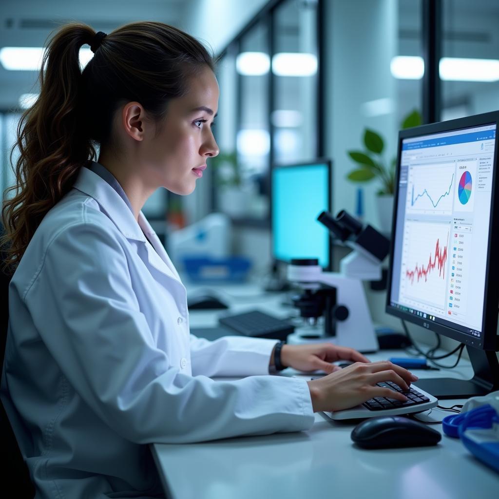 Clinical Researcher Analyzing Data in a Lab