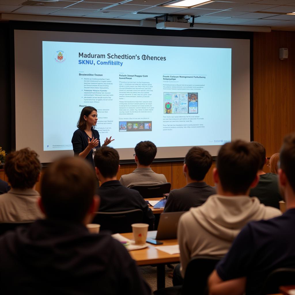 A Carnegie Mellon student presenting their research findings