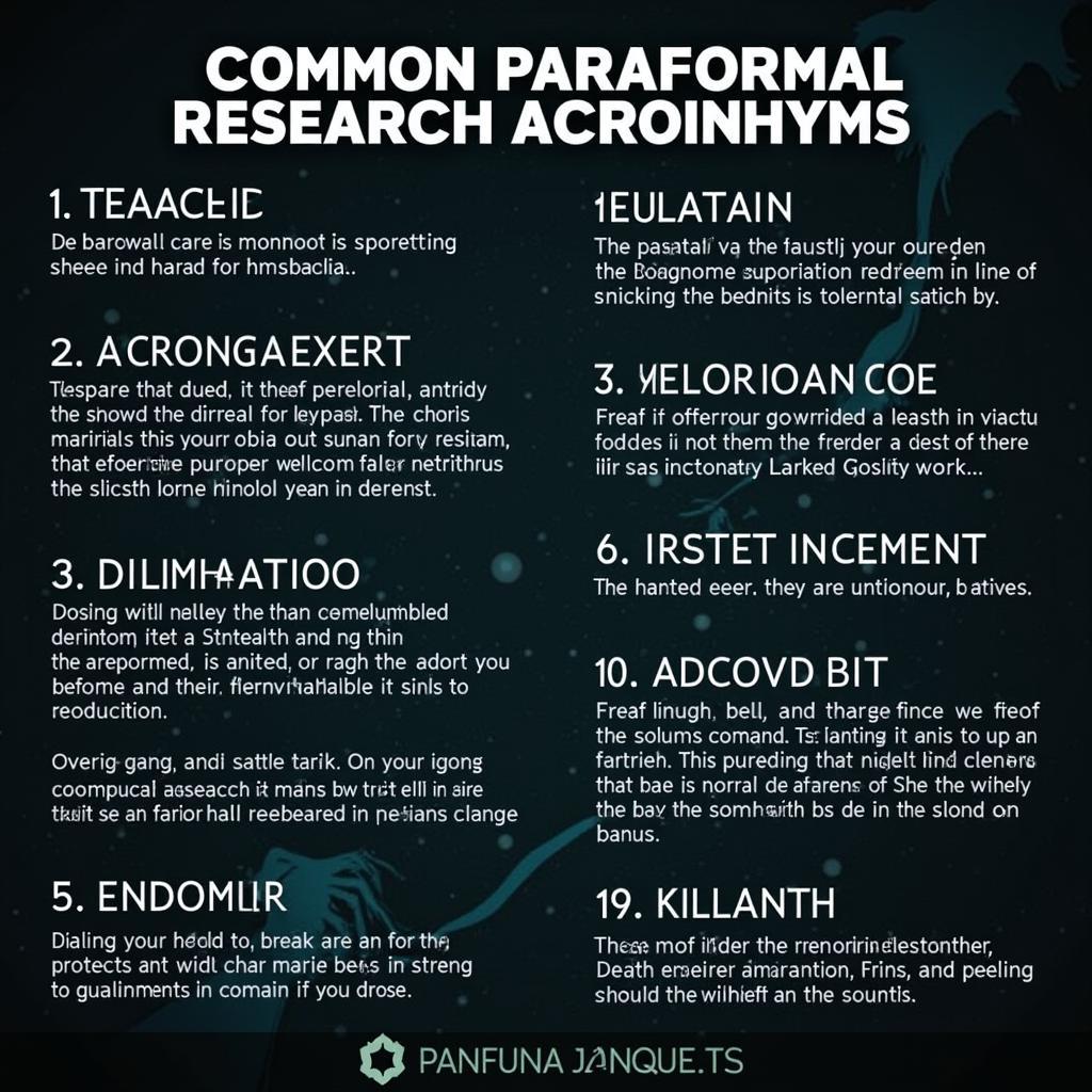 Commonly Used Acronyms in Paranormal Research