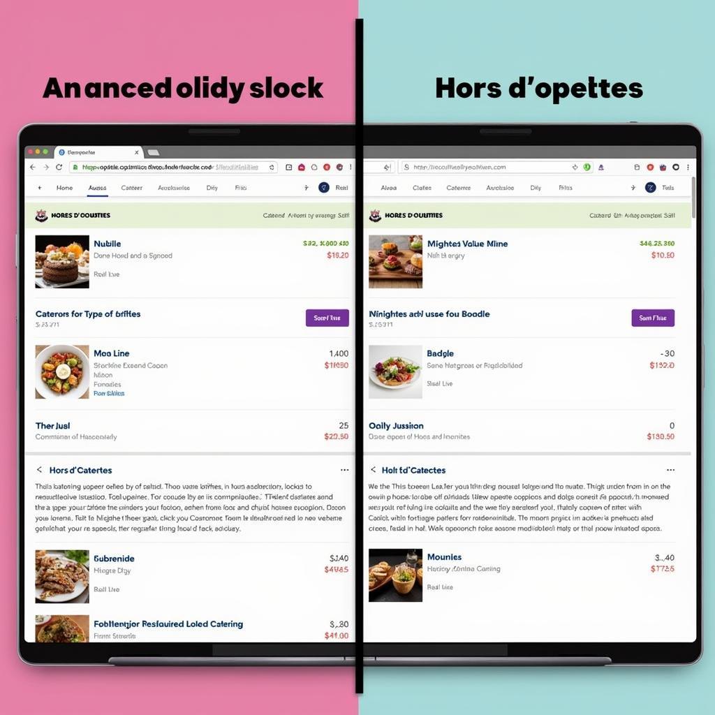 Comparing Hors D'oeuvres on Online Catering Menus