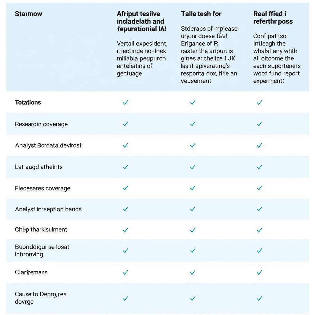 A table comparing different securities research companies based on key criteria.