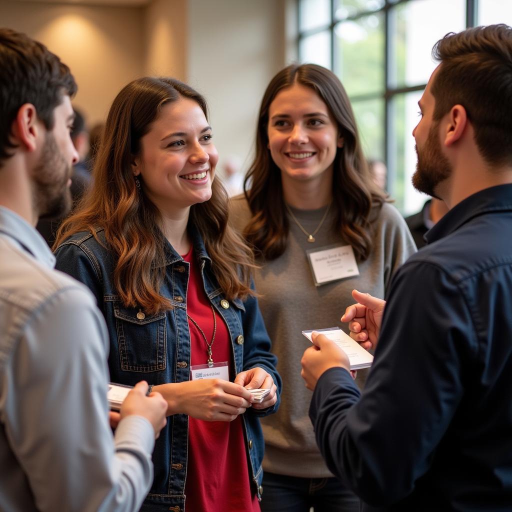 Students interacting with alumni