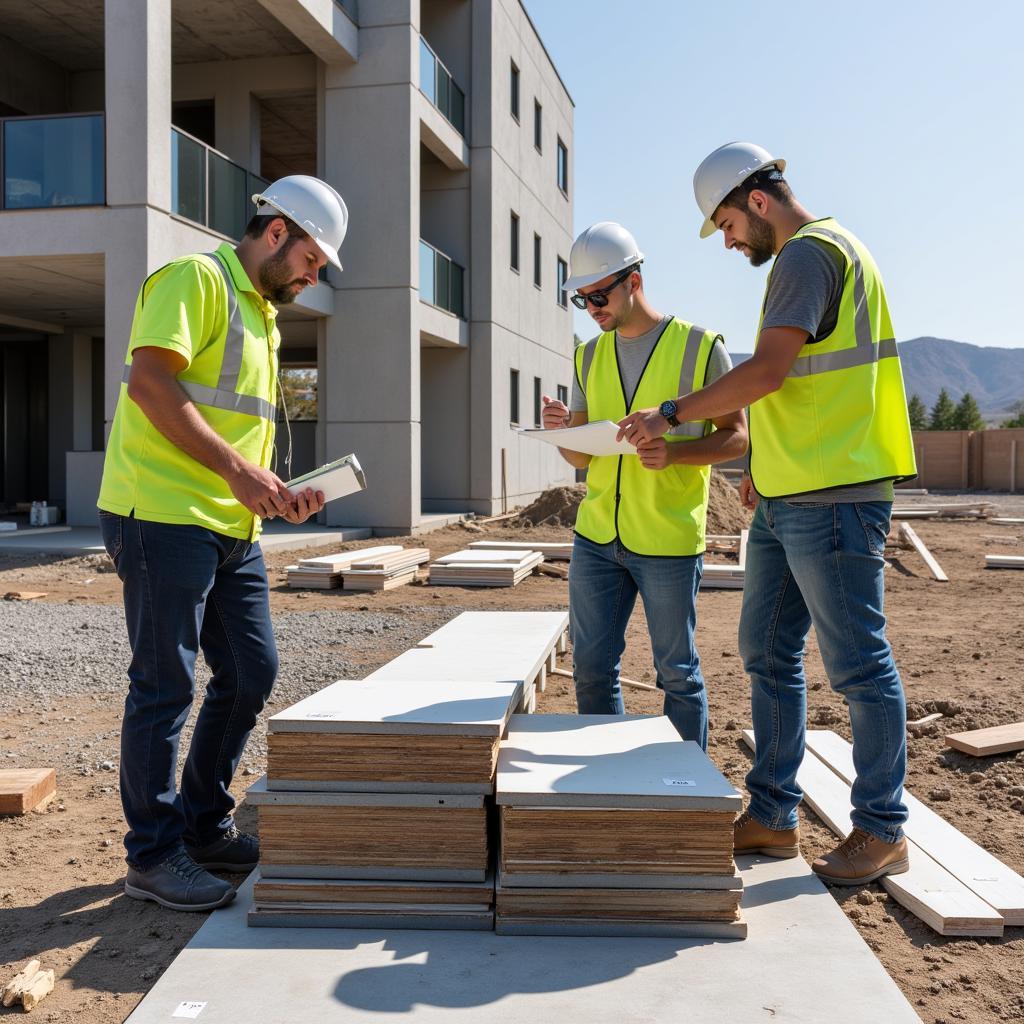 Construction Workers Testing New Building Materials