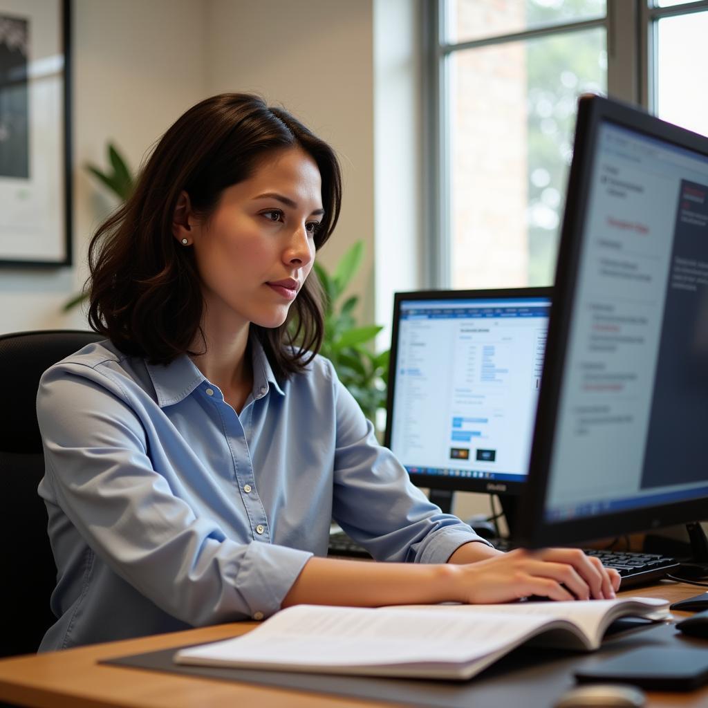 Counselor Conducting Research in Office