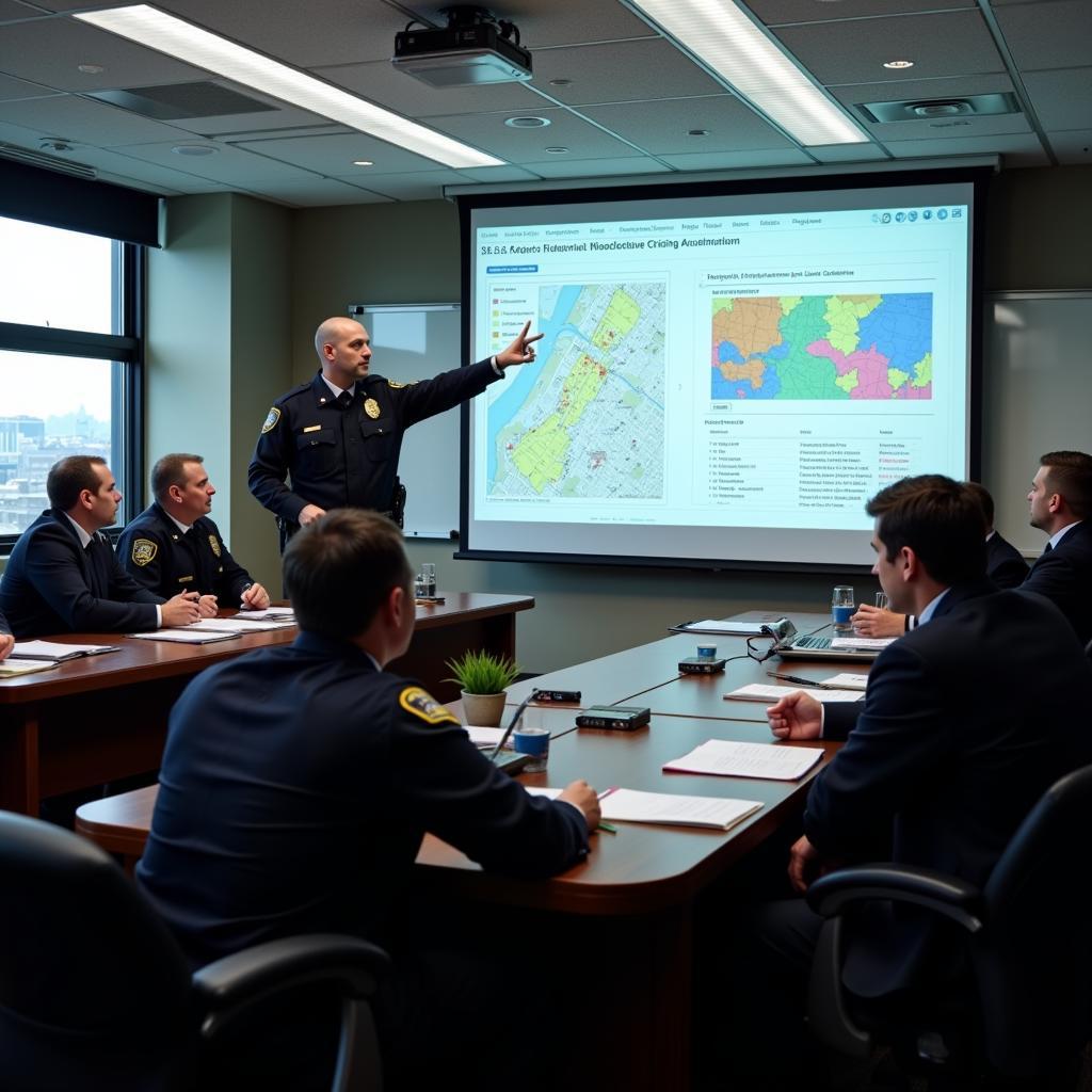 Crime Research Analyst Presenting Findings in a Meeting