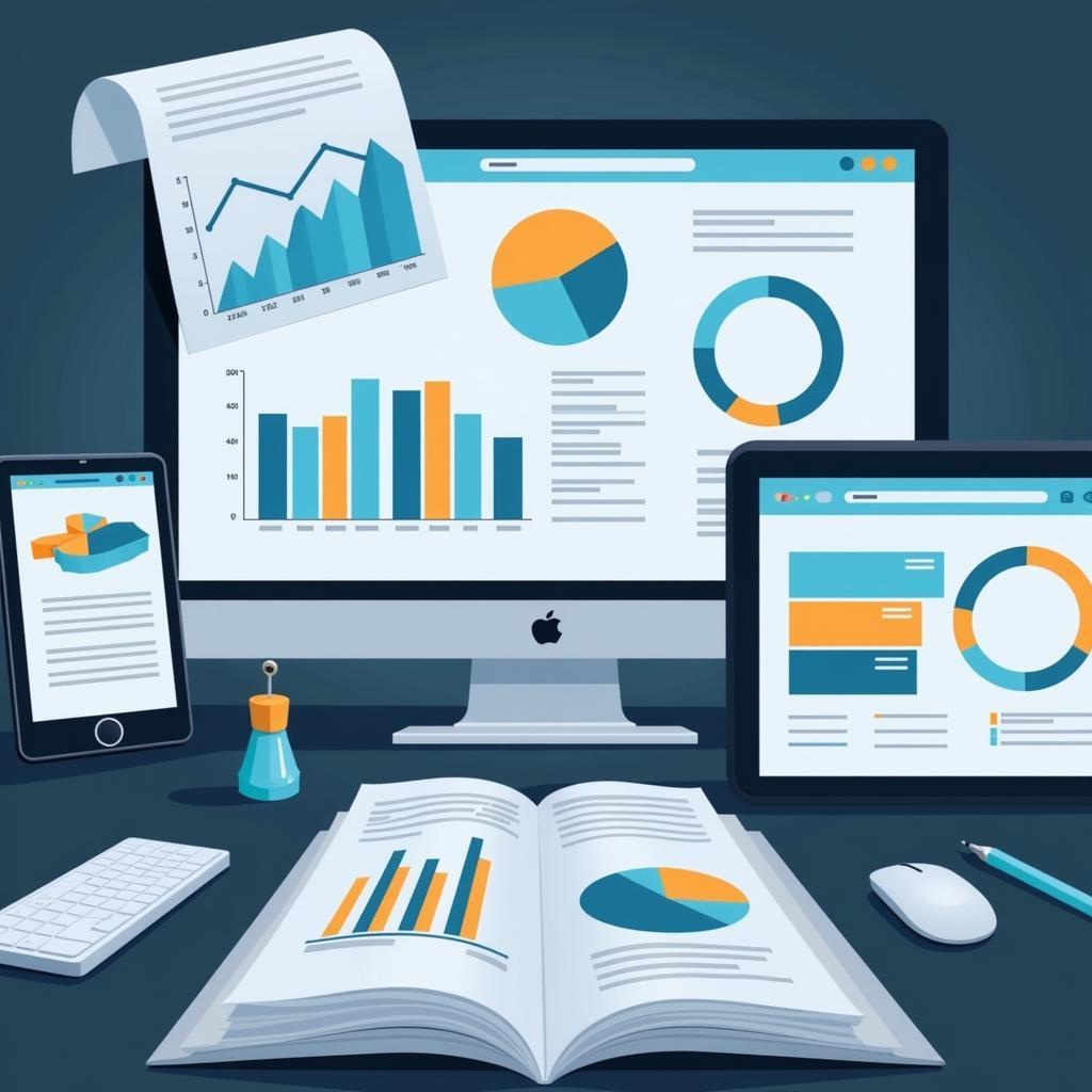 Visual representation of data analysis using charts and graphs.