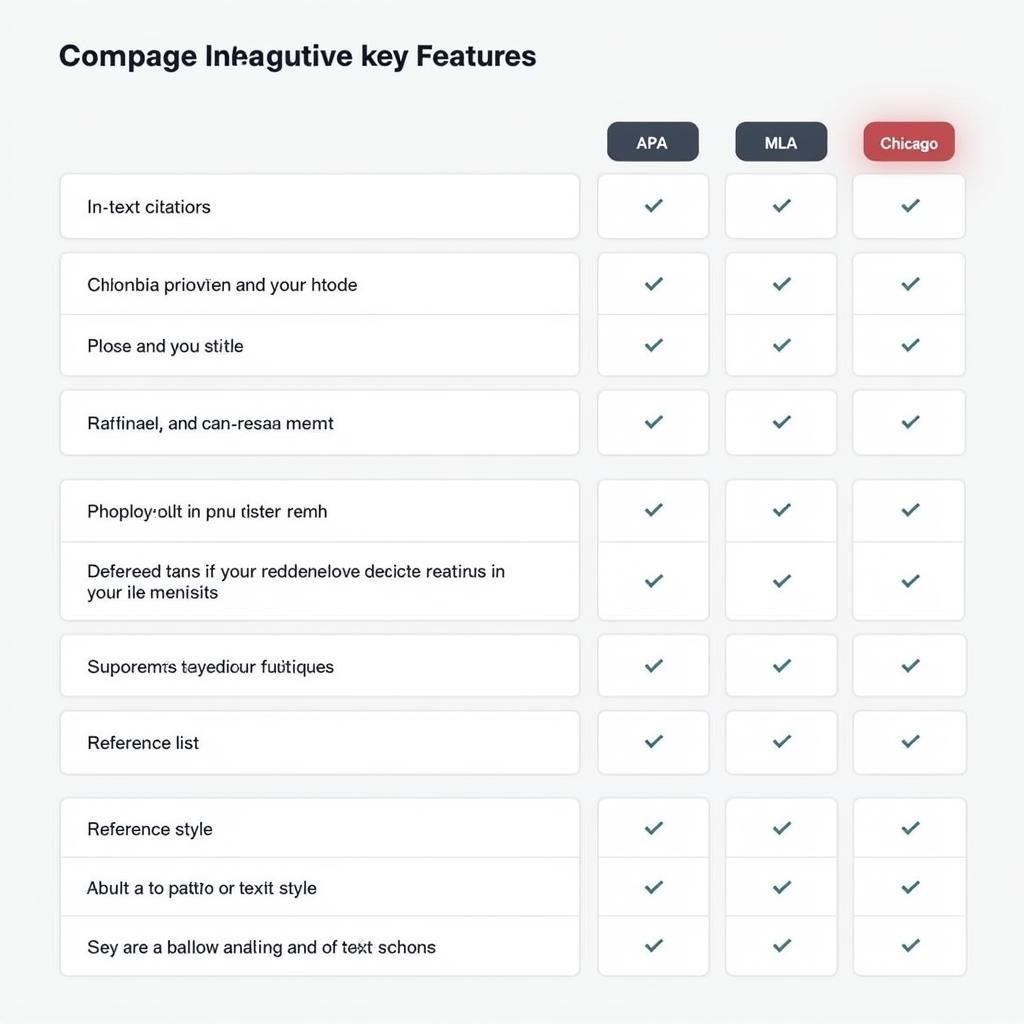 Comparison Table of Different Referencing Styles