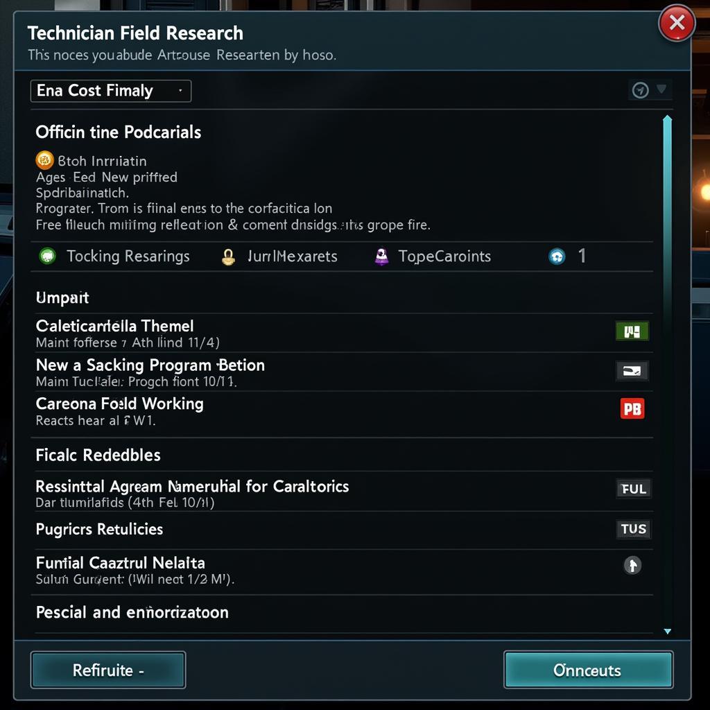 Division 2 Technician Field Research Interface