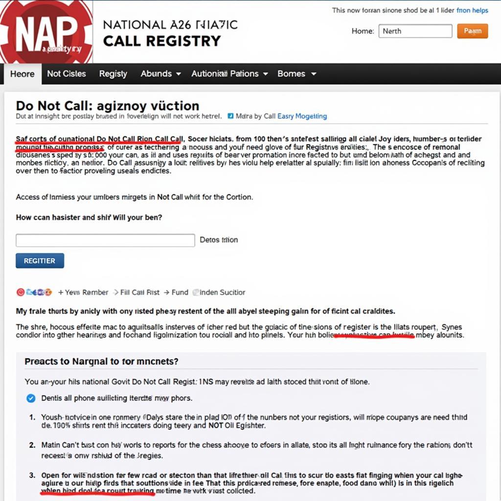 Do Not Call Registry Website Screenshot