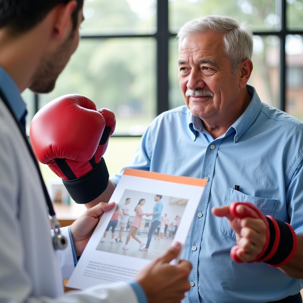 Doctor Consulting Parkinson's Patient About Boxing