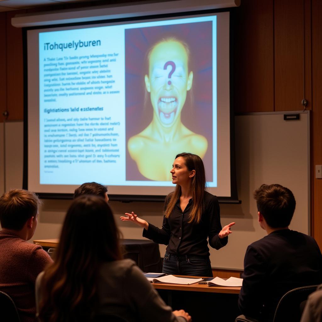 Doctoral researcher presenting paranormal findings