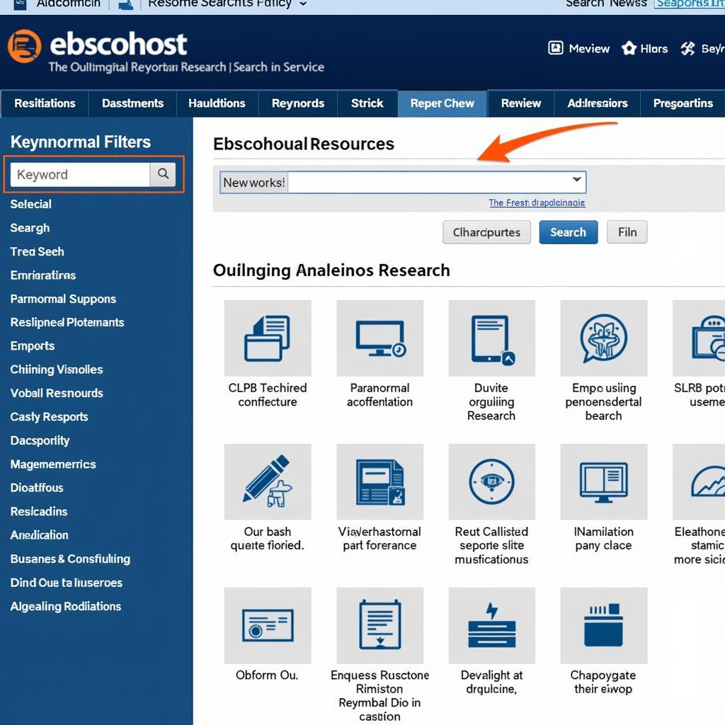 Ebscohost Interface for Paranormal Research