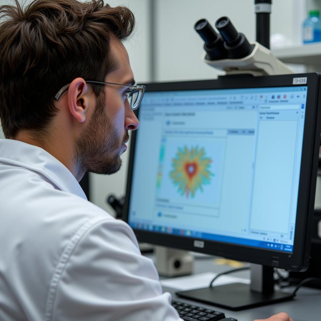 Ecologist Analyzing Data in a Lab