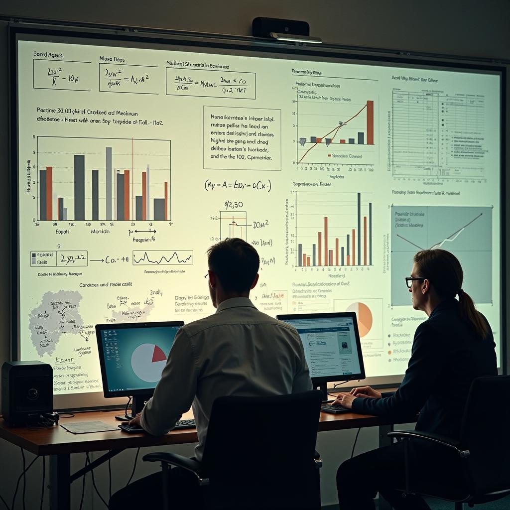 Economists studying graphs and charts related to paranormal activity