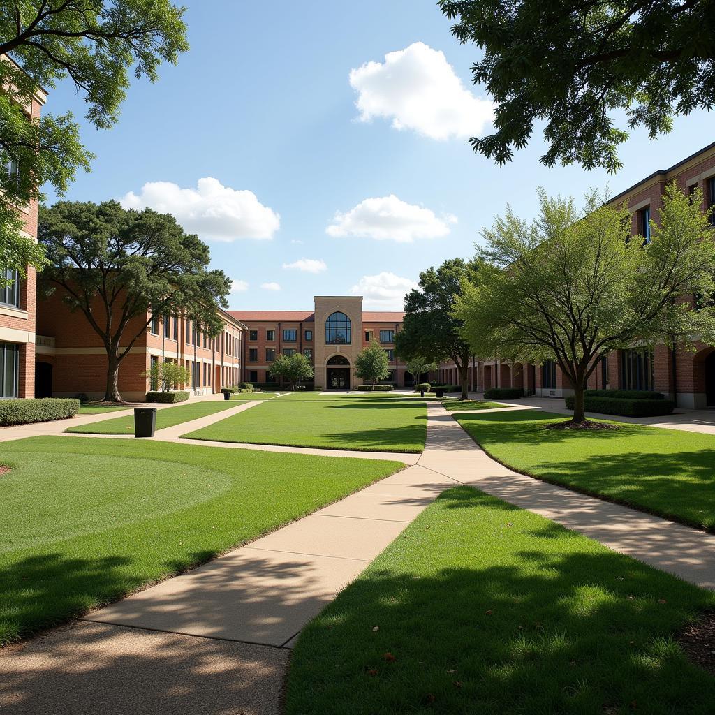 Daytime view of the ECU West Research Campus, seemingly normal but with an underlying air of mystery