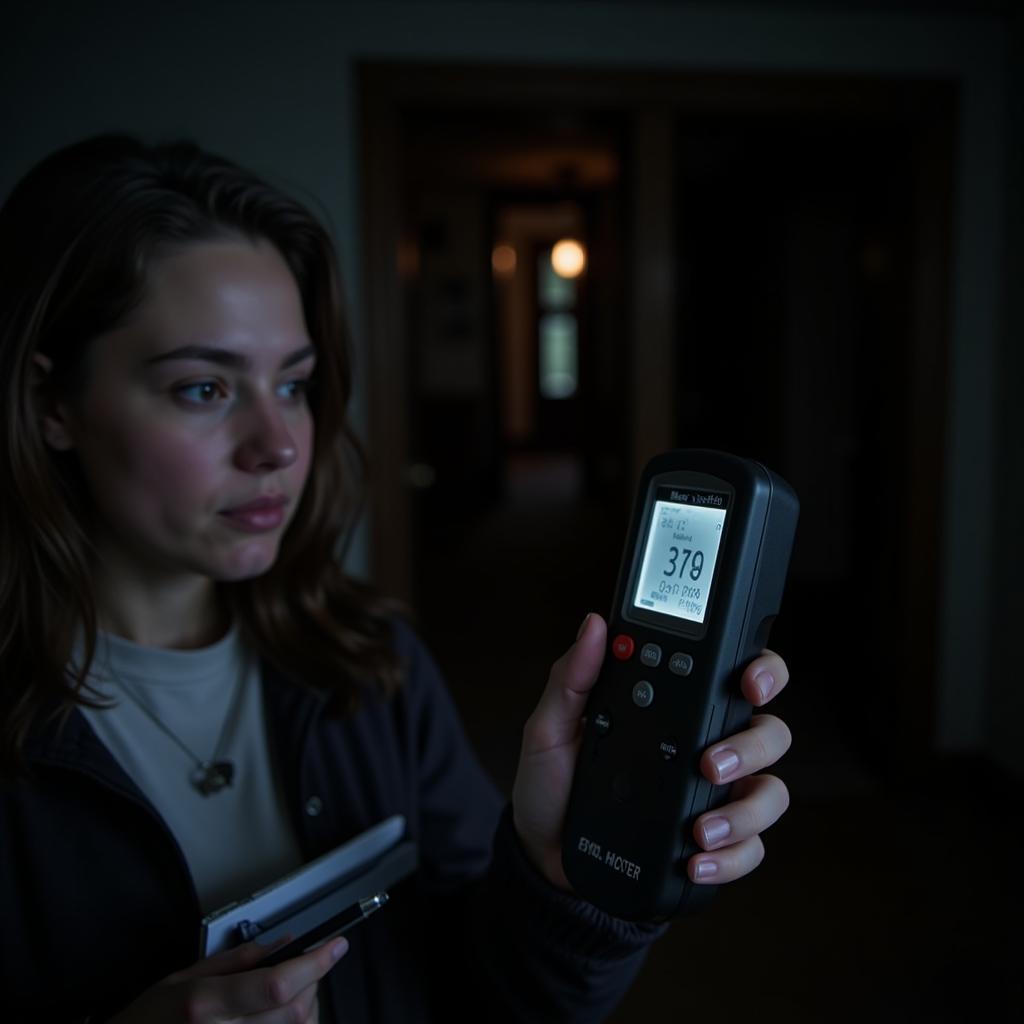 EMF meter being used in a paranormal investigation