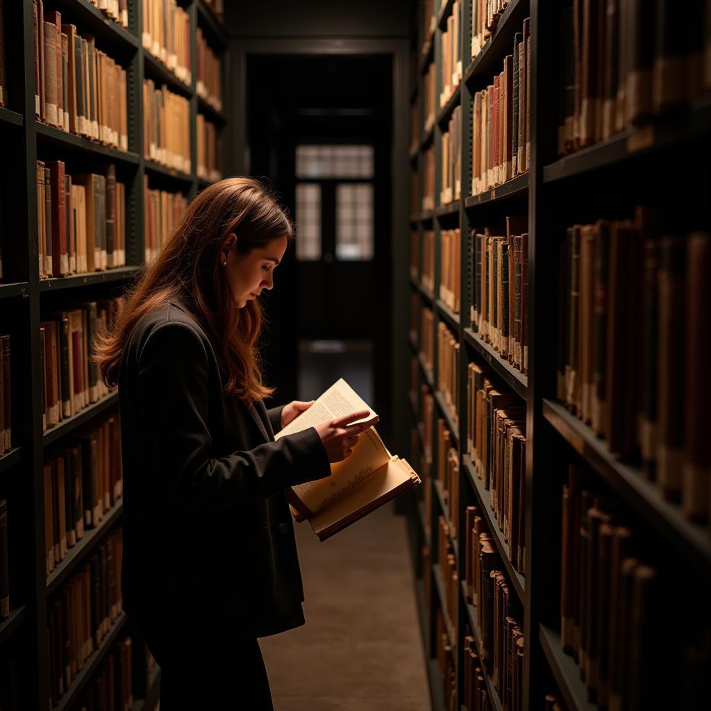 Researcher Examining Documents in Emory University Historical Archives