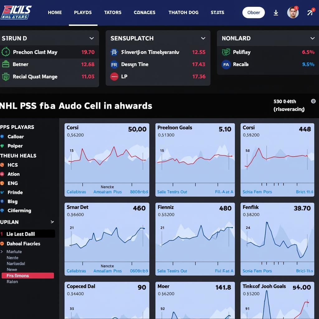 Fanduel NHL Advanced Stats Dashboard: A screenshot of a DFS platform showcasing advanced statistics for NHL players.