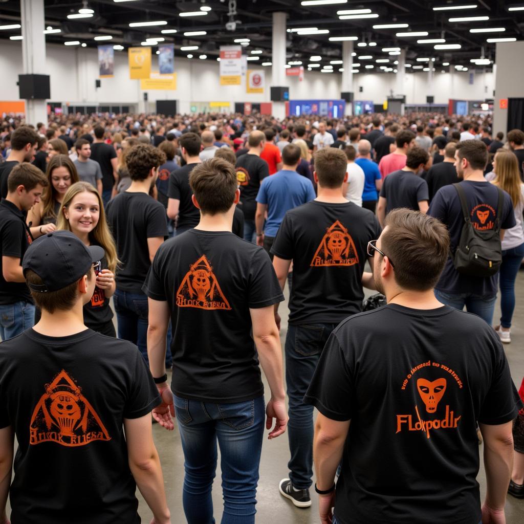 Fans Sporting Black Mesa Research Facility Shirts at a Gaming Convention