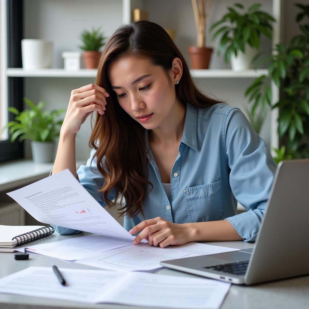 Female Researcher Reviewing Grant Applications