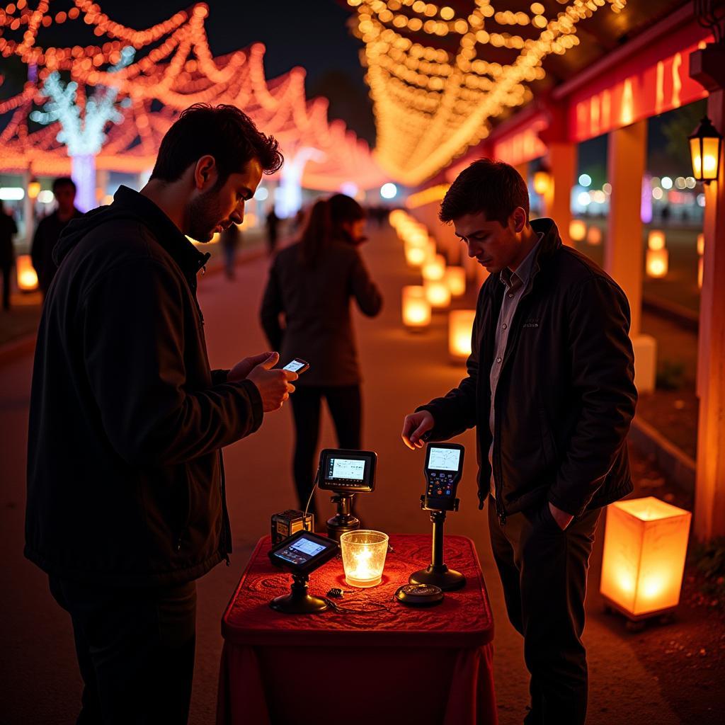 Paranormal Investigation Equipment at a Festival of Lights