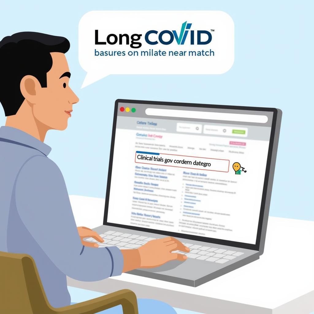 Searching for Long COVID research studies online using a laptop