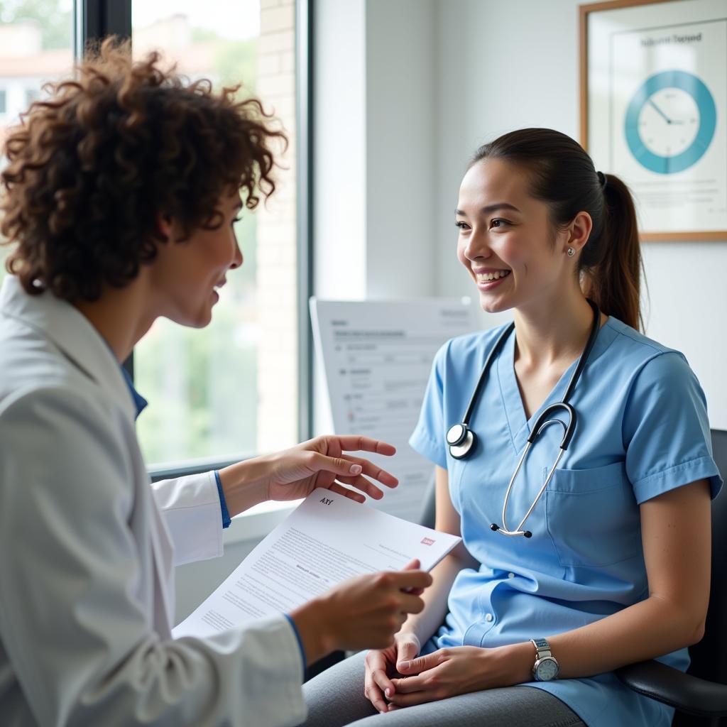 Clinical Research Coordinator interacting with a Patient