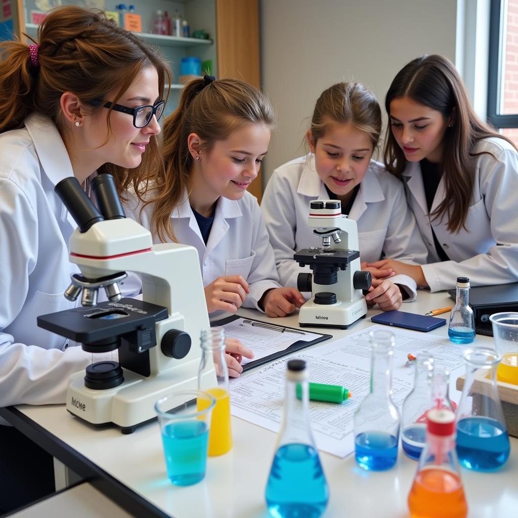 Students working in a UT Austin lab as part of the Freshman Research Initiative