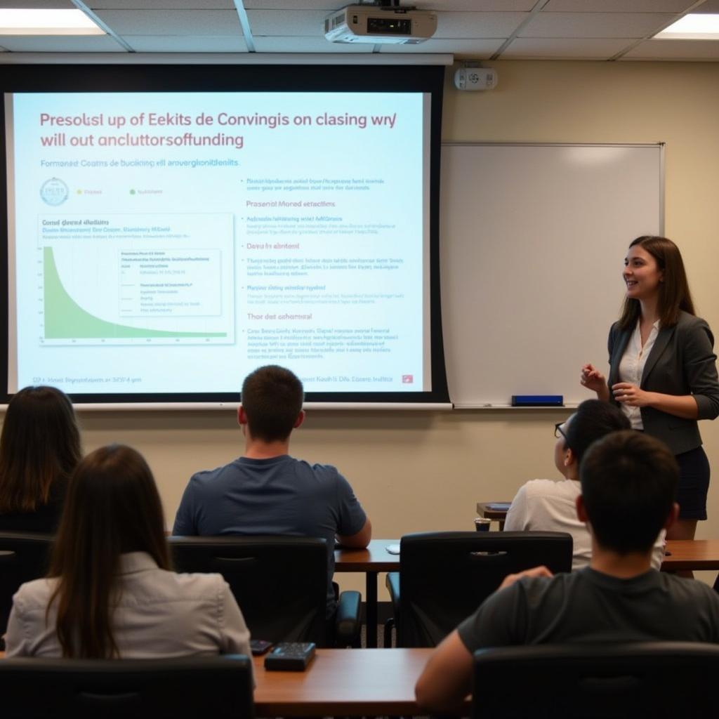 A student presenting research findings at a UT Austin conference