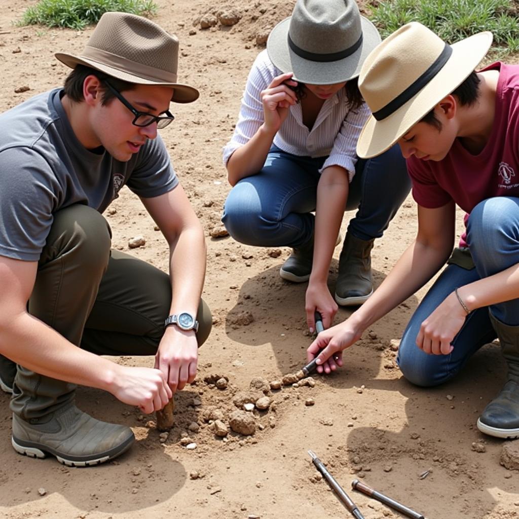 Students participating in archaeological fieldwork during their gap year