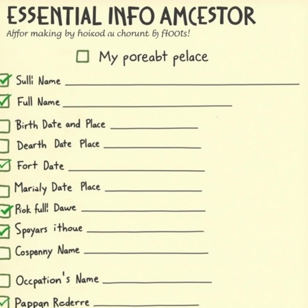 Genealogy Research Checklist: Essential Information for Each Ancestor