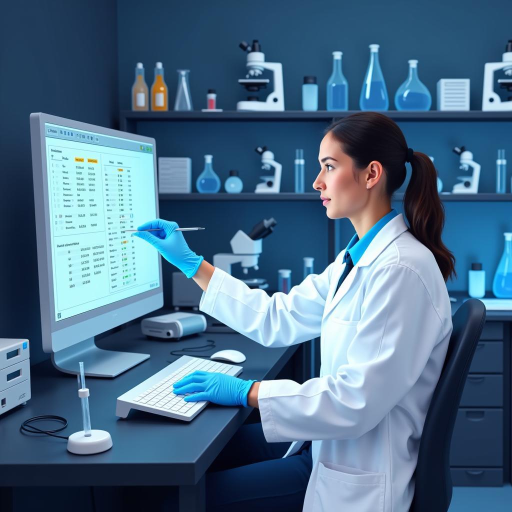 A genetic research scientist analyzing DNA sequences.