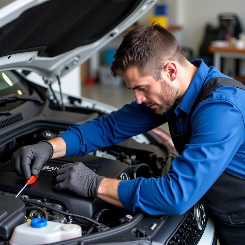 Experienced Technician Working on a German Car in Austin