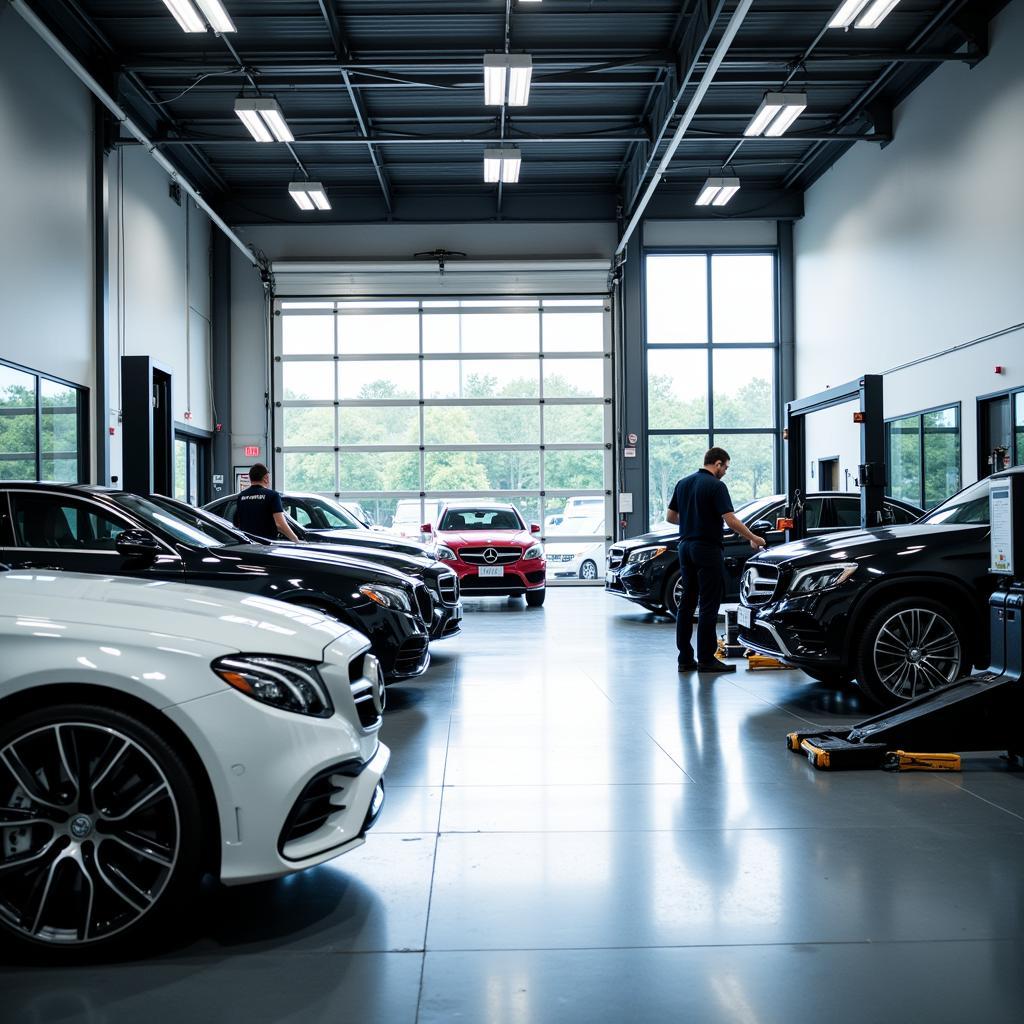 Modern Repair Bay at German Auto Center on Research Boulevard in Austin