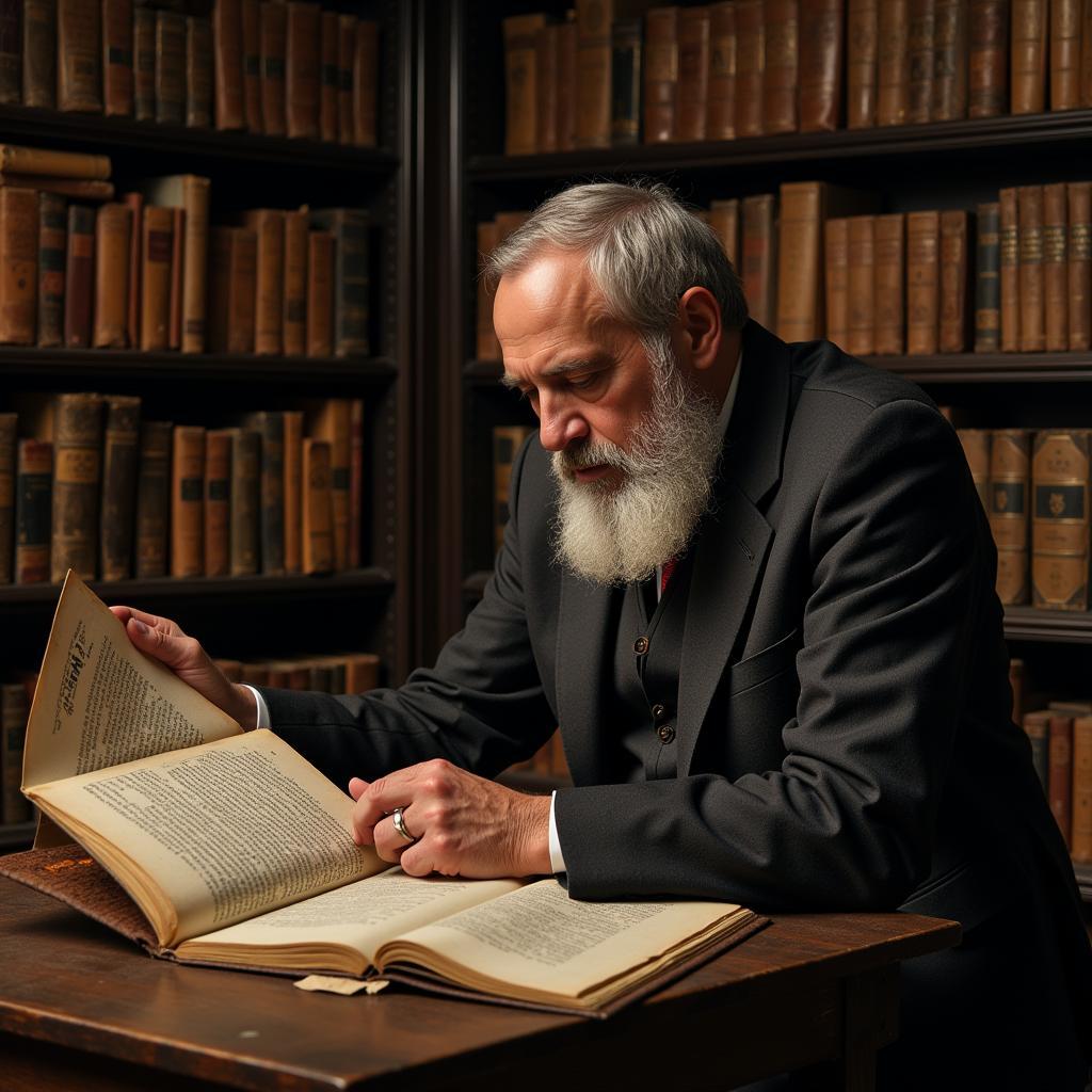 German Scholar Examining Ancient Jewish Texts