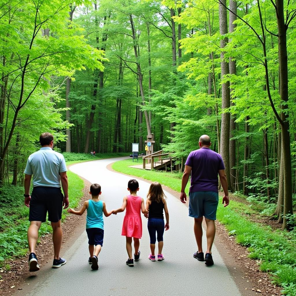 Visitors Hiking on Nature Trail at Great Hollow