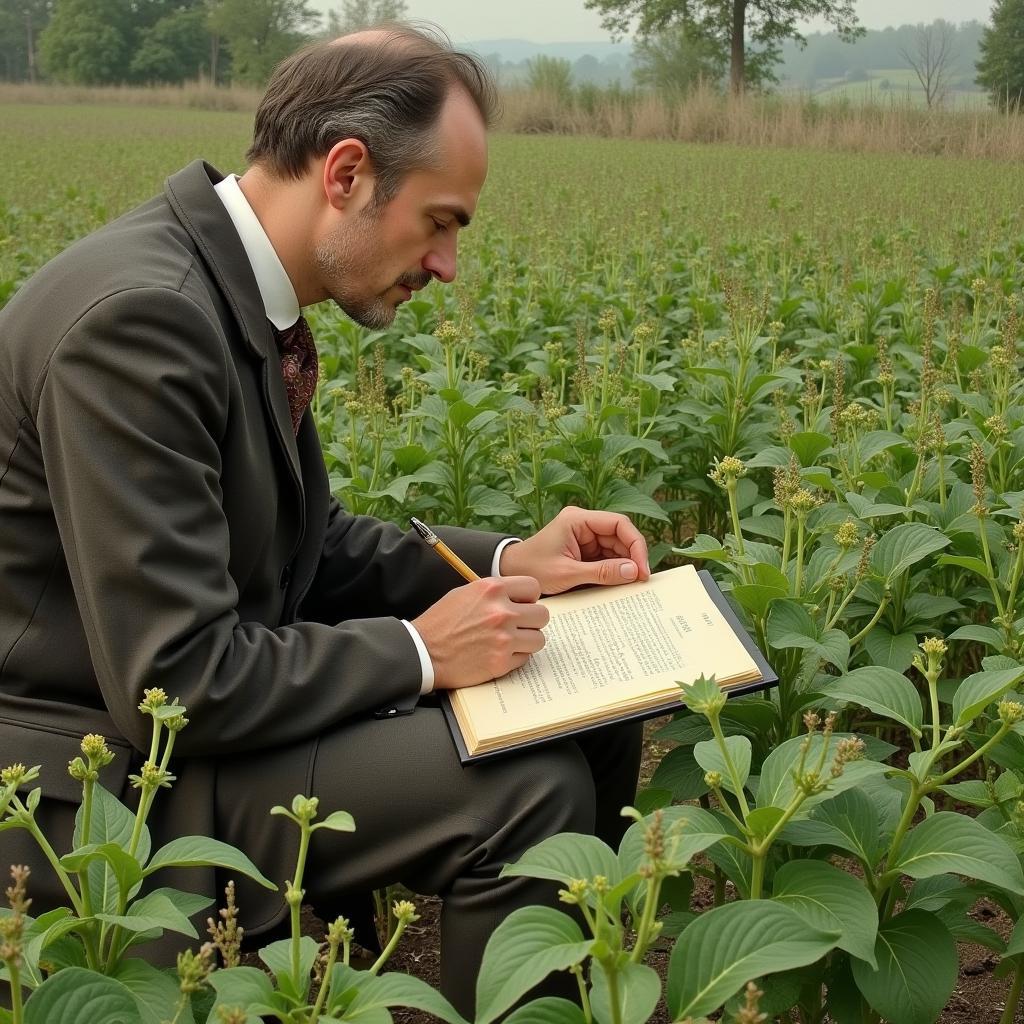 Gregor Mendel Conducting Pea Plant Experiments