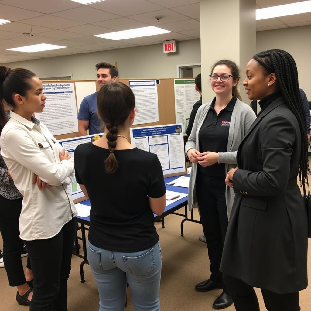 Students presenting research at the Harker Research Symposium