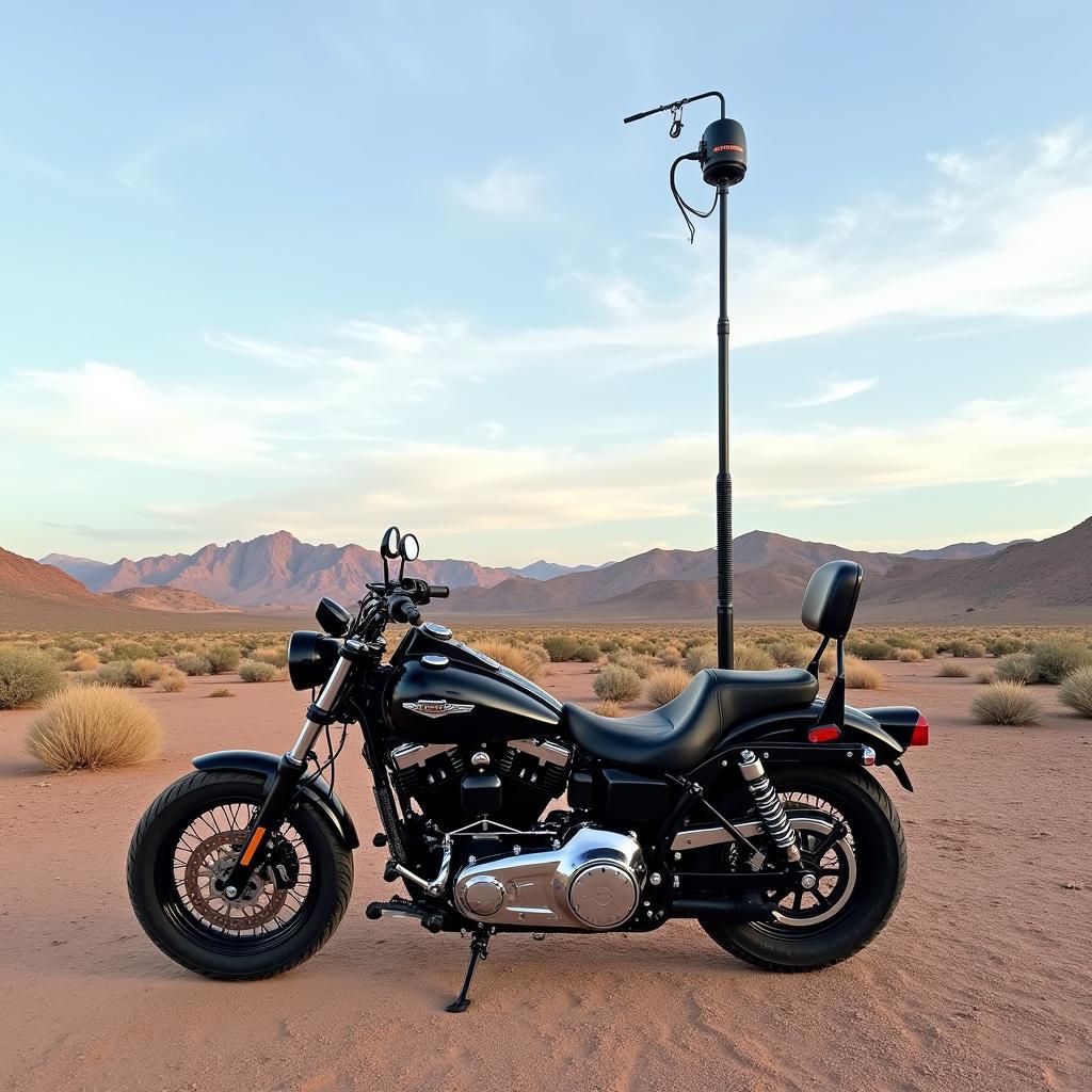 Modified Harley-Davidson Motorcycle with Antenna for Paranormal Research